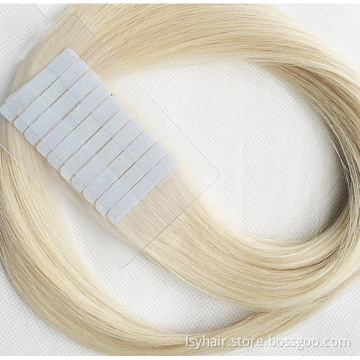 Seamless Remy Indian Tape Hair,Platinum Blonde Straight Human Hair Tape In For Hair Salon Volume Adding